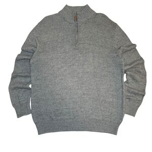 St Johns Bay Mens XXL Grey 100% Cotton Quarter Zip Pullover Sweater